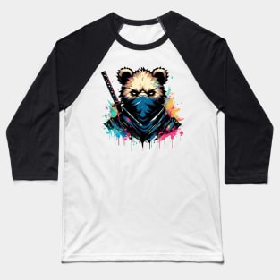 Colorful Ninja Bear Japanese Anime Ink Splash Style Baseball T-Shirt